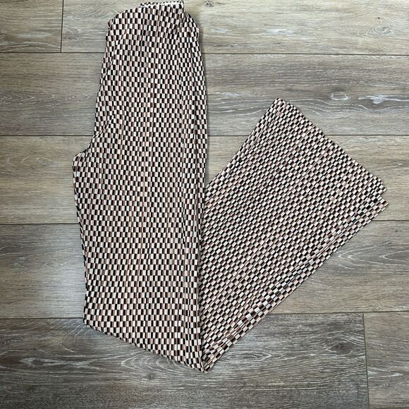 H&M Checkered Flare Pants Sz XS - Picture 1 of 4
